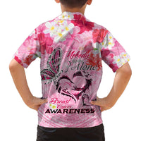 Butterfly Polynesia Breast Cancer Family Matching Off The Shoulder Long Sleeve Dress and Hawaiian Shirt Nobody Fights Alone Pink Out Tropical Hibiscus DT02 - Polynesian Pride