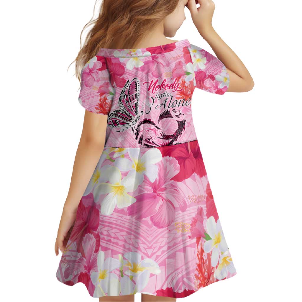 Butterfly Polynesia Breast Cancer Family Matching Short Sleeve Bodycon Dress and Hawaiian Shirt Nobody Fights Alone Pink Out Tropical Hibiscus DT02 - Polynesian Pride