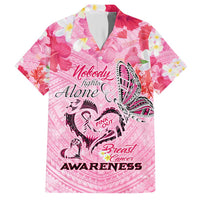 Butterfly Polynesia Breast Cancer Family Matching Short Sleeve Bodycon Dress and Hawaiian Shirt Nobody Fights Alone Pink Out Tropical Hibiscus DT02 Dad's Shirt - Short Sleeve Pink - Polynesian Pride