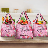 Butterfly Polynesia Breast Cancer Grocery Bag Nobody Fights Alone Pink Out Tropical Hibiscus