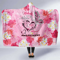 Butterfly Polynesia Breast Cancer Hooded Blanket Nobody Fights Alone Pink Out Tropical Hibiscus