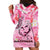 Butterfly Polynesia Breast Cancer Hoodie Dress Nobody Fights Alone Pink Out Tropical Hibiscus