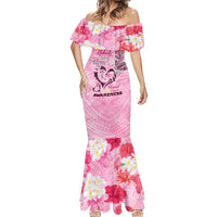 Butterfly Polynesia Breast Cancer Mermaid Dress Nobody Fights Alone Pink Out Tropical Hibiscus