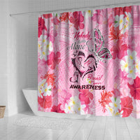 Butterfly Polynesia Breast Cancer Shower Curtain Nobody Fights Alone Pink Out Tropical Hibiscus