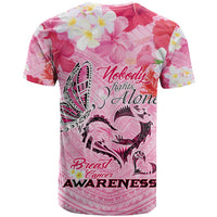 Butterfly Polynesia Breast Cancer T Shirt Nobody Fights Alone Pink Out Tropical Hibiscus