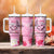 Butterfly Polynesia Breast Cancer Tumbler With Handle Nobody Fights Alone Pink Out Tropical Hibiscus