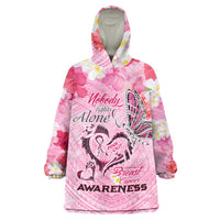 Butterfly Polynesia Breast Cancer Wearable Blanket Hoodie Nobody Fights Alone Pink Out Tropical Hibiscus