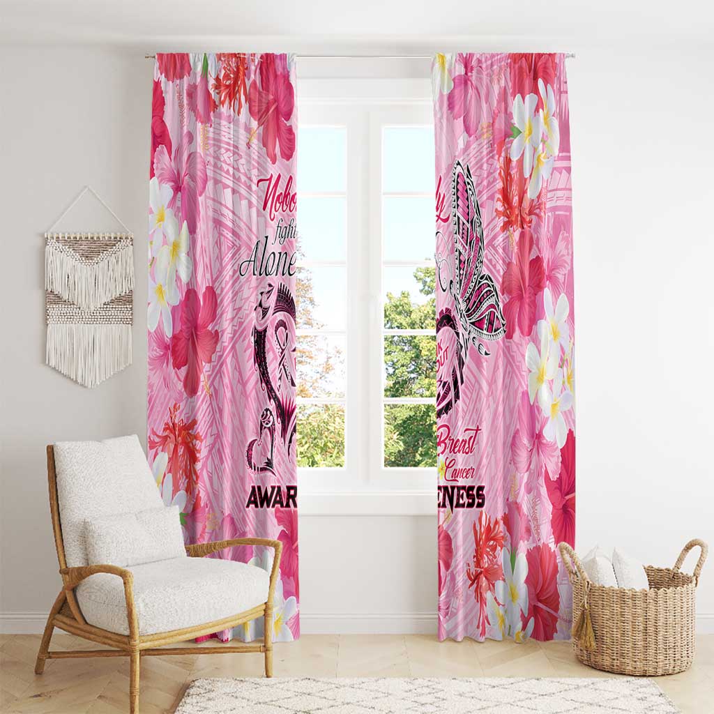 Butterfly Polynesia Breast Cancer Window Curtain Nobody Fights Alone Pink Out Tropical Hibiscus