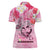 Butterfly Polynesia Breast Cancer Women Polo Shirt Nobody Fights Alone Pink Out Tropical Hibiscus