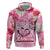 Butterfly Polynesia Breast Cancer Zip Hoodie Nobody Fights Alone Pink Out Tropical Hibiscus