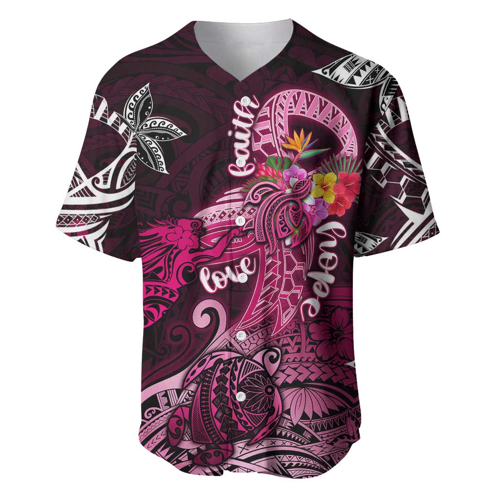 Breast Cancer Mermaid Polynesia Baseball Jersey Faith Hope Love