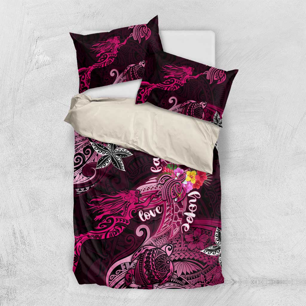 Breast Cancer Mermaid Polynesia Bedding Set Faith Hope Love DT02 US Twin 172cm x 218cm Pink - Polynesian Pride