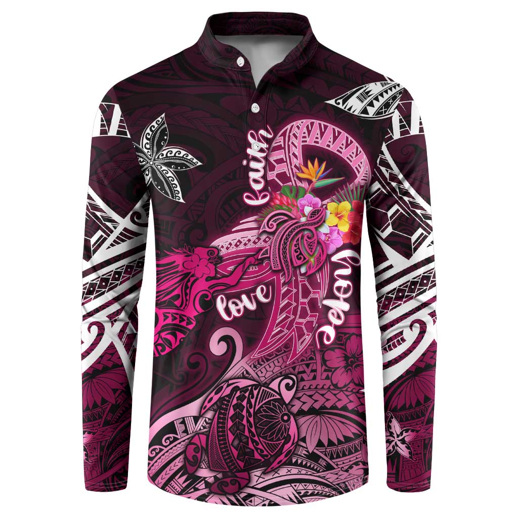 Breast Cancer Mermaid Polynesia Button Sweatshirt Faith Hope Love