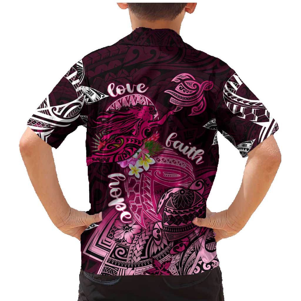 Breast Cancer Mermaid Polynesia Family Matching Mermaid Dress and Hawaiian Shirt Faith Hope Love DT02 - Polynesian Pride