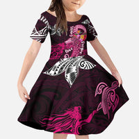 Breast Cancer Mermaid Polynesia Family Matching Puletasi and Hawaiian Shirt Faith Hope Love DT02 Daughter's Dress Pink - Polynesian Pride