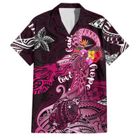 Breast Cancer Mermaid Polynesia Family Matching Puletasi and Hawaiian Shirt Faith Hope Love DT02 Dad's Shirt - Short Sleeve Pink - Polynesian Pride