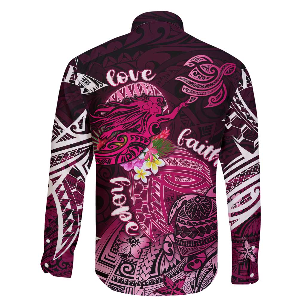 Breast Cancer Mermaid Polynesia Family Matching Puletasi and Hawaiian Shirt Faith Hope Love DT02 - Polynesian Pride