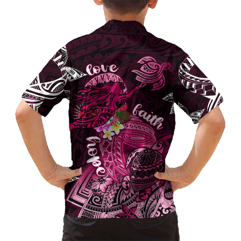 Breast Cancer Mermaid Polynesia Family Matching Short Sleeve Bodycon Dress and Hawaiian Shirt Faith Hope Love DT02 - Polynesian Pride