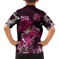 Breast Cancer Mermaid Polynesia Family Matching Short Sleeve Bodycon Dress and Hawaiian Shirt Faith Hope Love DT02 - Polynesian Pride