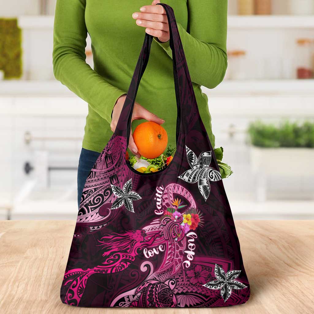 Breast Cancer Mermaid Polynesia Grocery Bag Faith Hope Love