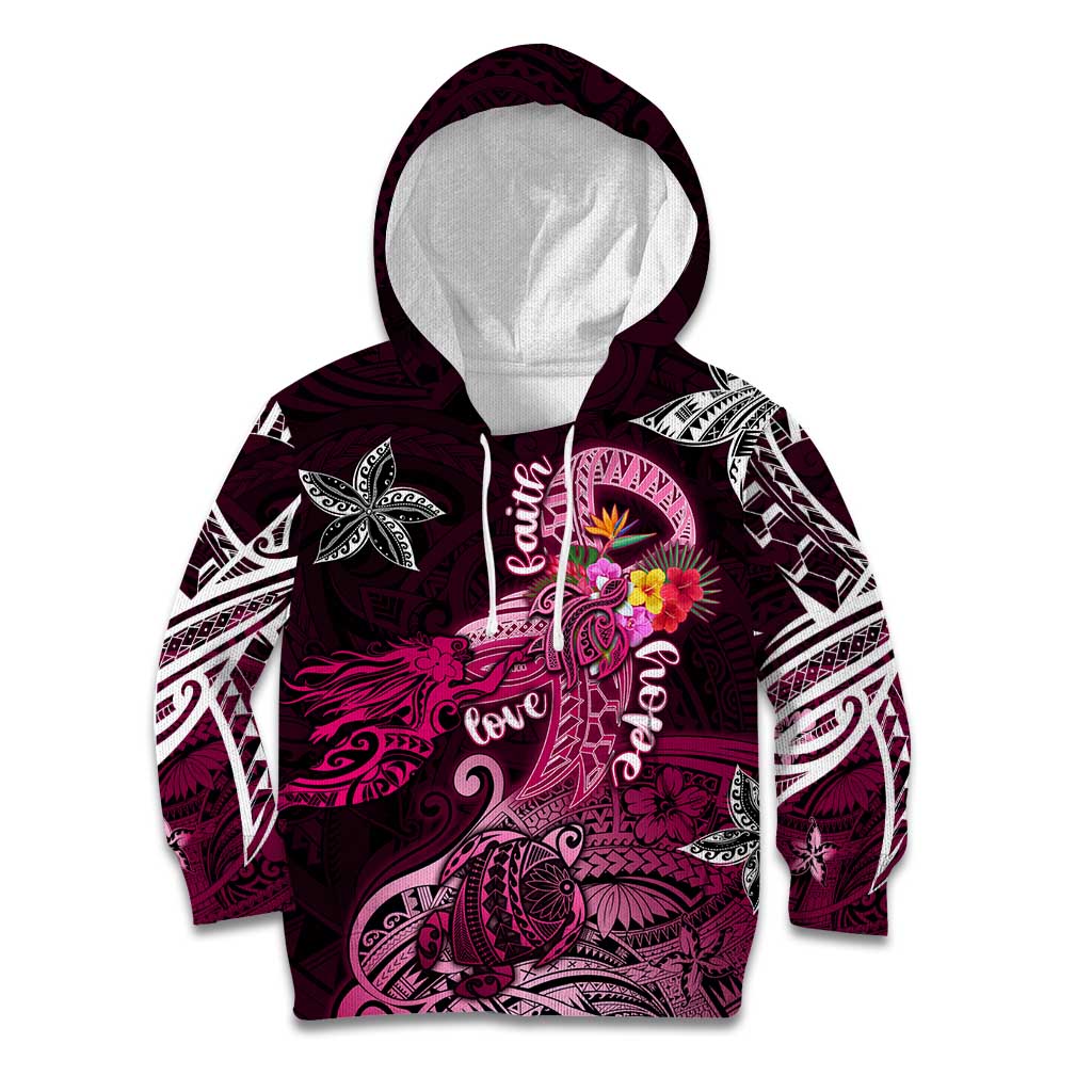 Breast Cancer Mermaid Polynesia Kid Hoodie Faith Hope Love