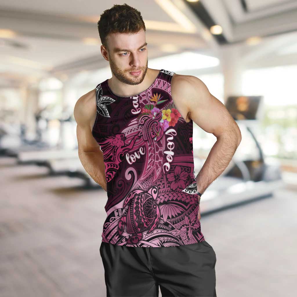 Breast Cancer Mermaid Polynesia Men Tank Top Faith Hope Love