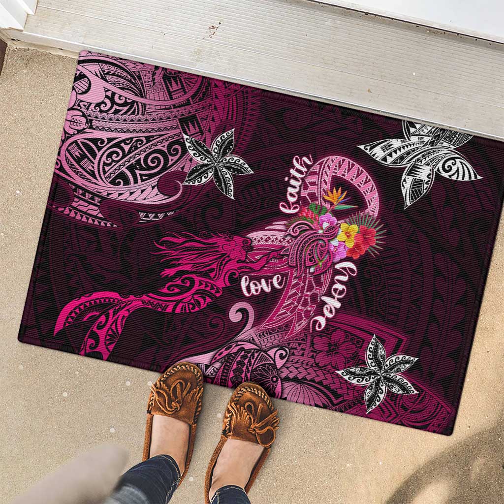 Breast Cancer Mermaid Polynesia Rubber Doormat Faith Hope Love