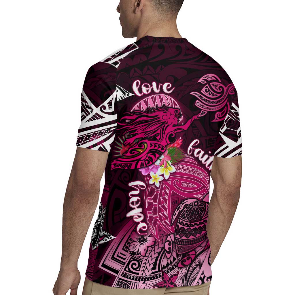Breast Cancer Mermaid Polynesia Rugby Jersey Faith Hope Love