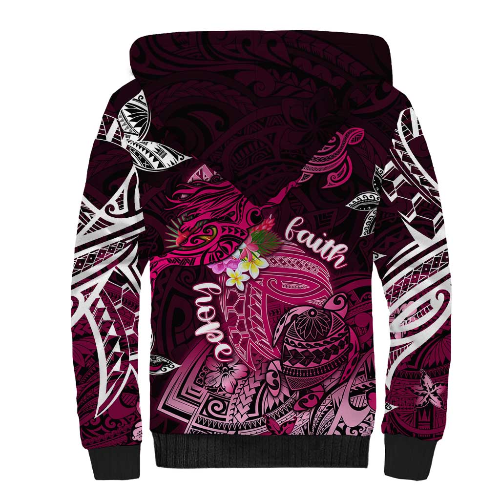 Breast Cancer Mermaid Polynesia Sherpa Hoodie Faith Hope Love