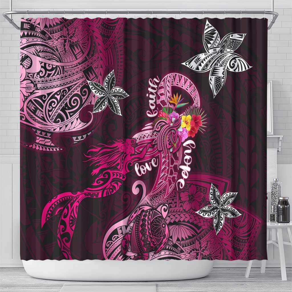 Breast Cancer Mermaid Polynesia Shower Curtain Faith Hope Love