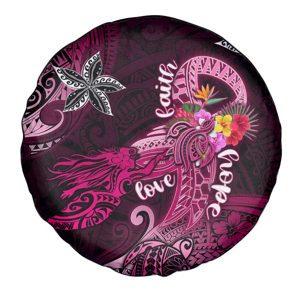 Breast Cancer Mermaid Polynesia Spare Tire Cover Faith Hope Love