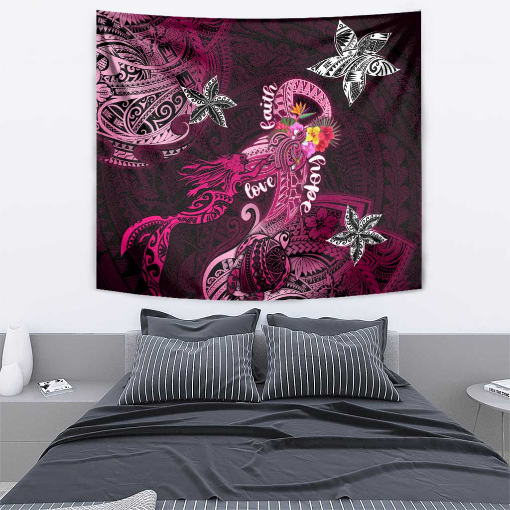 Breast Cancer Mermaid Polynesia Tapestry Faith Hope Love