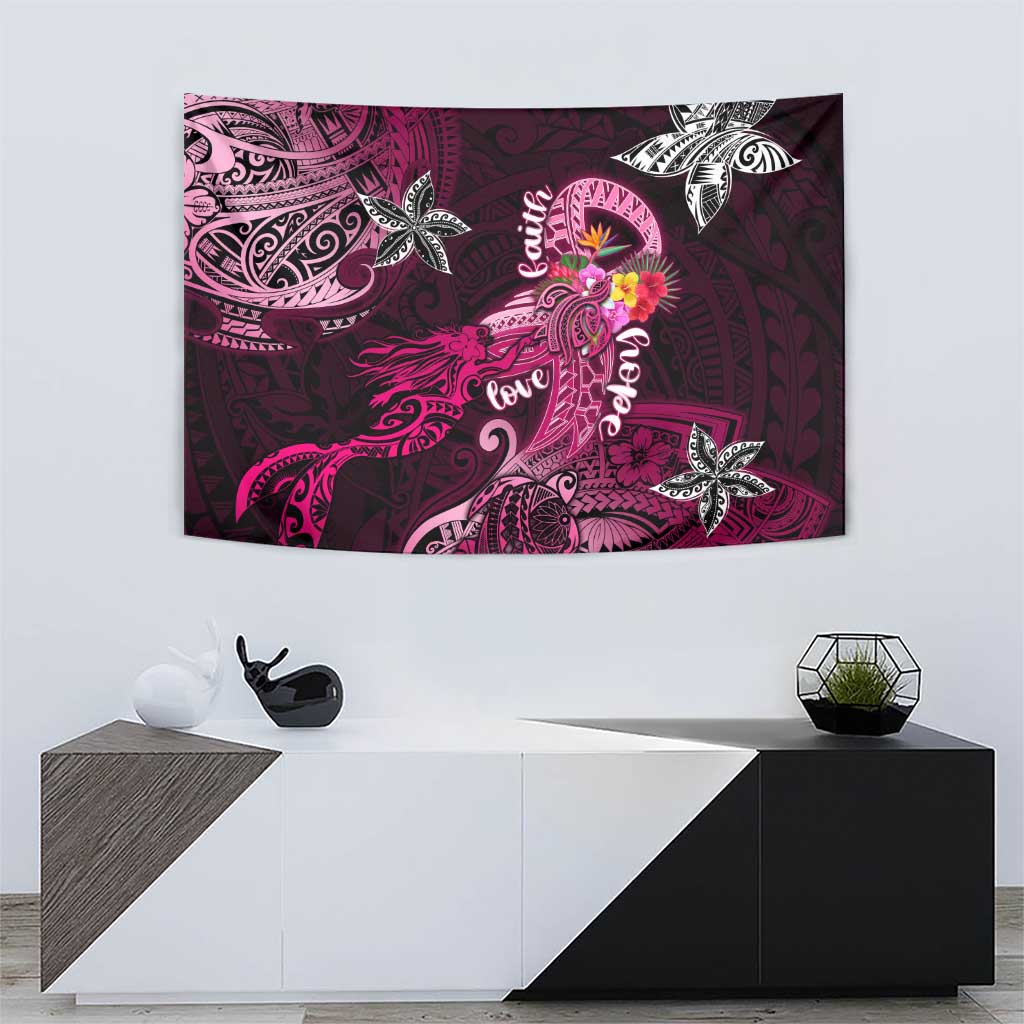 Breast Cancer Mermaid Polynesia Tapestry Faith Hope Love