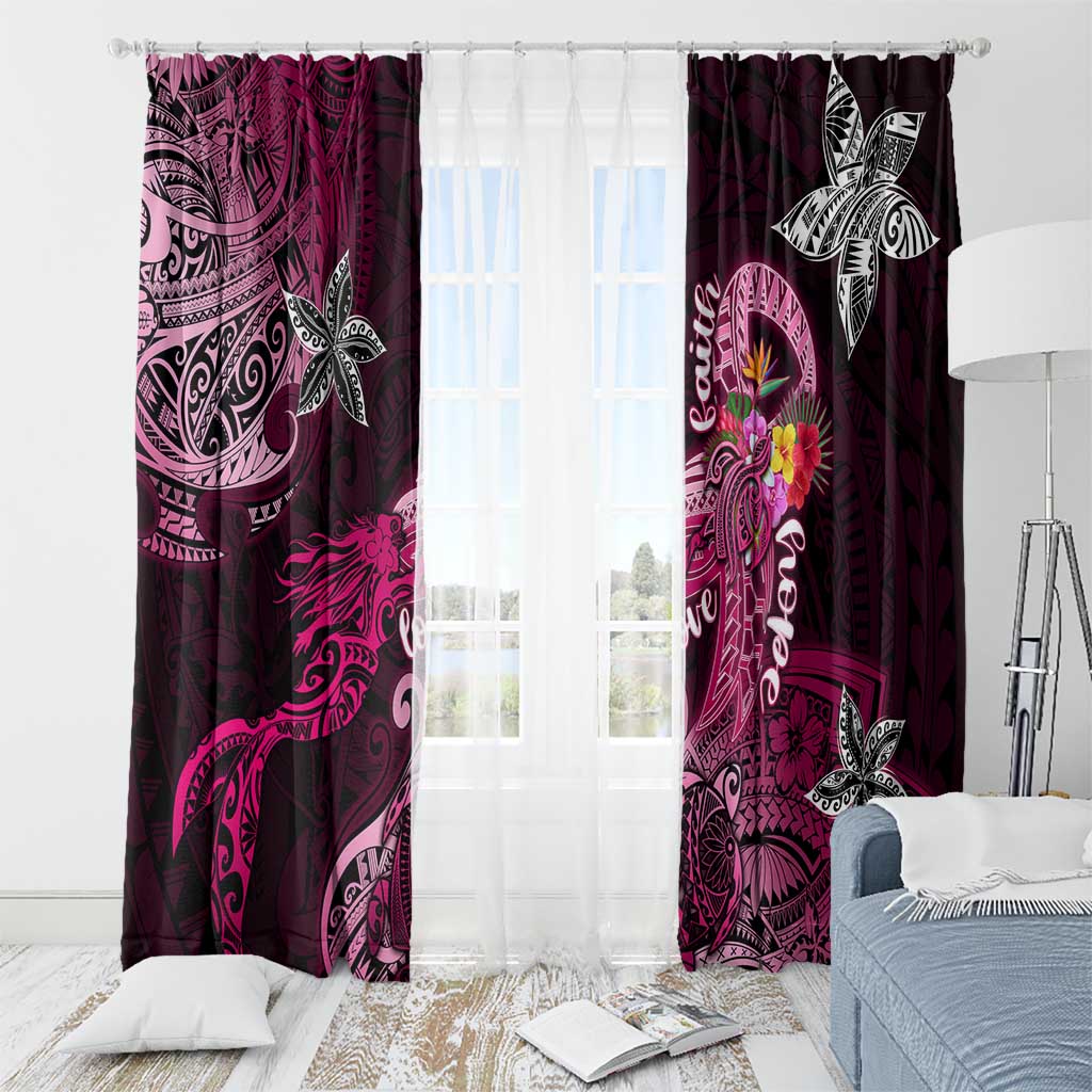 Breast Cancer Mermaid Polynesia Window Curtain Faith Hope Love