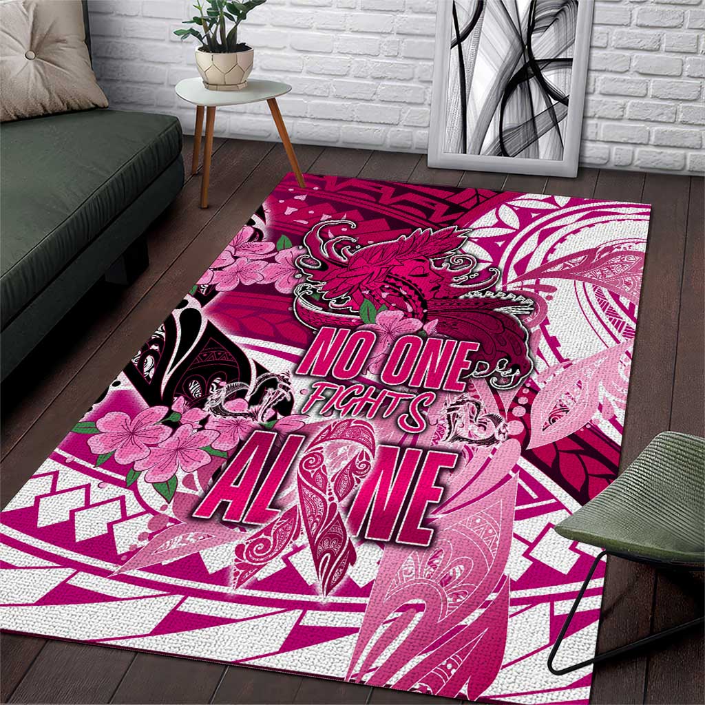 Breast Cancer Awareness Hawaii Area Rug Polynesia Girl Nobody Fights Alone