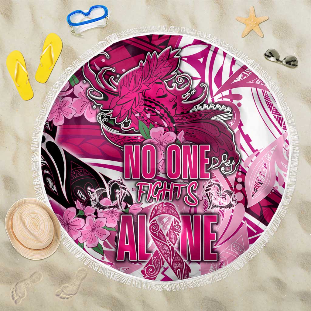 Breast Cancer Awareness Hawaii Beach Blanket Polynesia Girl Nobody Fights Alone