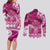 Breast Cancer Awareness Hawaii Couples Matching Long Sleeve Bodycon Dress and Long Sleeve Button Shirt Polynesia Girl Nobody Fights Alone