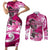 Breast Cancer Awareness Hawaii Couples Matching Short Sleeve Bodycon Dress and Long Sleeve Button Shirt Polynesia Girl Nobody Fights Alone