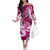 Breast Cancer Awareness Hawaii Family Matching Off The Shoulder Long Sleeve Dress and Hawaiian Shirt Polynesia Girl Nobody Fights Alone