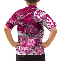 Breast Cancer Awareness Hawaii Family Matching Puletasi and Hawaiian Shirt Polynesia Girl Nobody Fights Alone