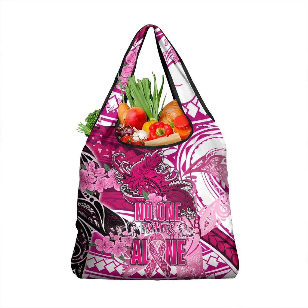 Breast Cancer Awareness Hawaii Grocery Bag Polynesia Girl Nobody Fights Alone