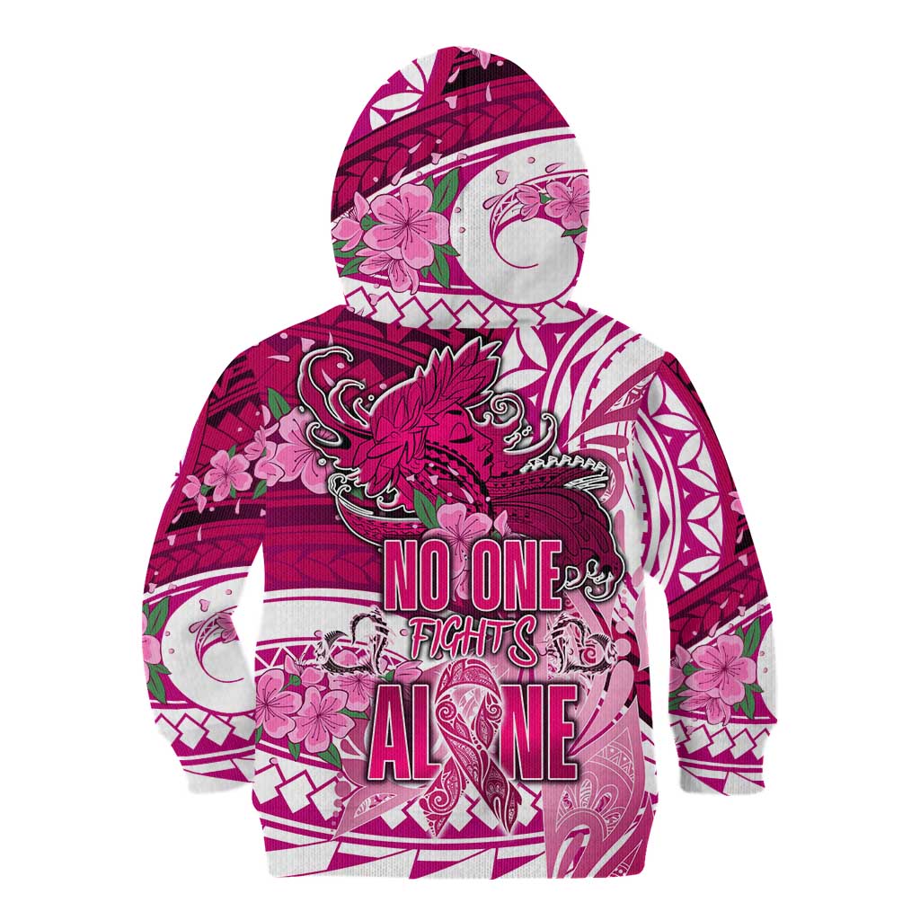 Breast Cancer Awareness Hawaii Kid Hoodie Polynesia Girl Nobody Fights Alone