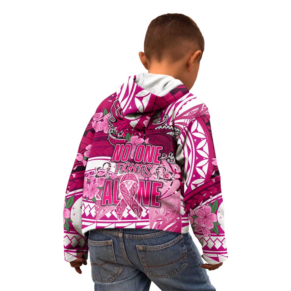 Breast Cancer Awareness Hawaii Kid Hoodie Polynesia Girl Nobody Fights Alone