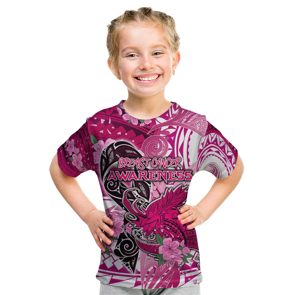 Breast Cancer Awareness Hawaii Kid T Shirt Polynesia Girl Nobody Fights Alone