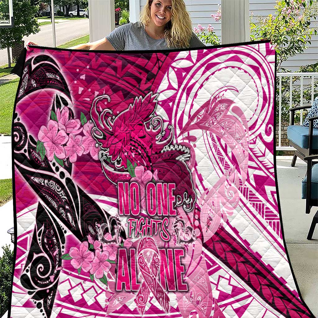 Breast Cancer Awareness Hawaii Quilt Polynesia Girl Nobody Fights Alone