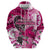 Breast Cancer Awareness Hawaii Zip Hoodie Polynesia Girl Nobody Fights Alone