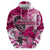 Breast Cancer Awareness Hawaii Zip Hoodie Polynesia Girl Nobody Fights Alone