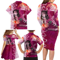 Breast Cancer New Zealand Family Matching Long Sleeve Bodycon Dress and Hawaiian Shirt Maori Aotearoa Girl Pink Out DT02 - Polynesian Pride