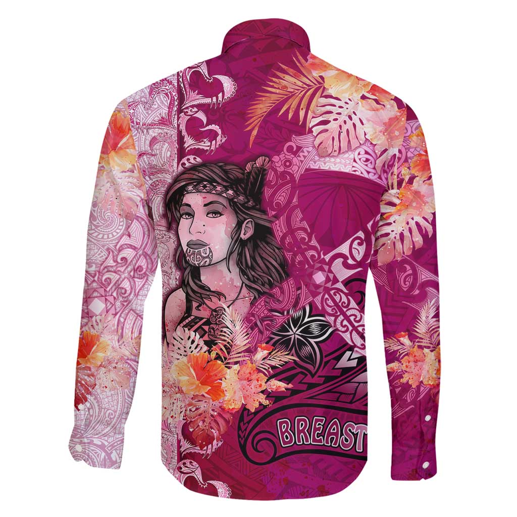 Breast Cancer New Zealand Family Matching Long Sleeve Bodycon Dress and Hawaiian Shirt Maori Aotearoa Girl Pink Out DT02 - Polynesian Pride