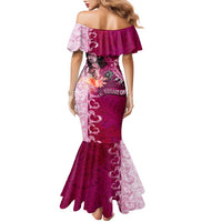 Breast Cancer New Zealand Family Matching Mermaid Dress and Hawaiian Shirt Maori Aotearoa Girl Pink Out